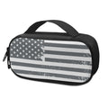 Grey Grunge American Flag Print Portable Cooler Travel Case