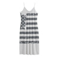 Grey Grunge American Flag Print Jersey Midi Cami Dress