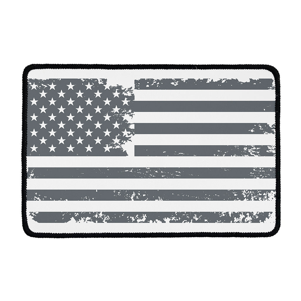 Grey Grunge American Flag Print Kitchen Mat