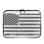 Grey Grunge American Flag Print Laptop Sleeve