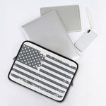 Grey Grunge American Flag Print Laptop Sleeve