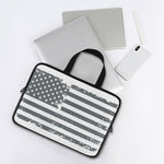 Grey Grunge American Flag Print Laptop Sleeve With Handle