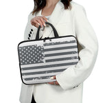Grey Grunge American Flag Print Laptop Sleeve With Handle