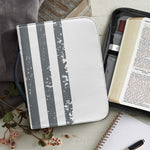 Grey Grunge American Flag Print Leather Bible Cover