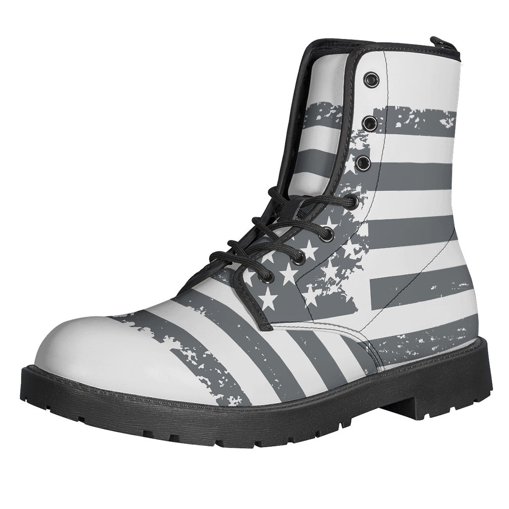 Grey Grunge American Flag Print Backpack