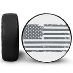Grey Grunge American Flag Print Leather Spare Tire Cover