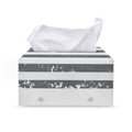 Grey Grunge American Flag Print Leather Tissue Box Cover