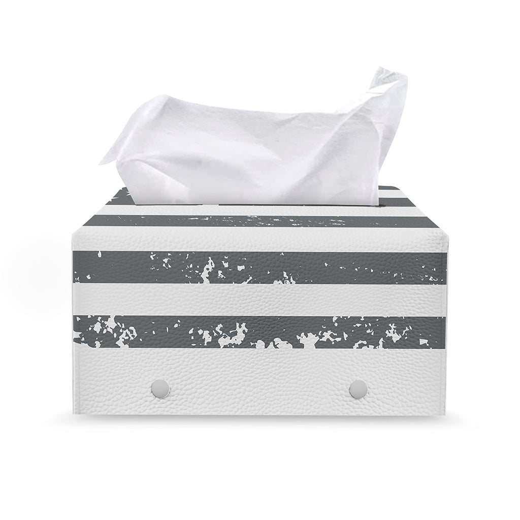 Grey Grunge American Flag Print Leather Tissue Box Cover