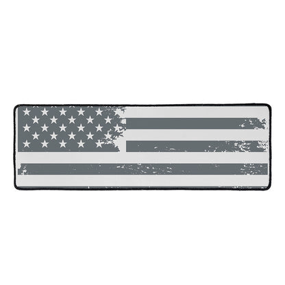 Grey Grunge American Flag Print Long Kitchen Mat