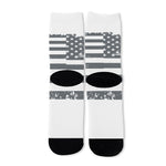 Grey Grunge American Flag Print Long Socks