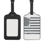 Grey Grunge American Flag Print Luggage Tag