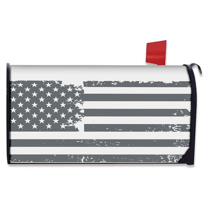 Grey Grunge American Flag Print Mailbox Cover