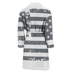 Grey Grunge American Flag Print Men's Bathrobe