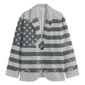 Grey Grunge American Flag Print Men's Blazer