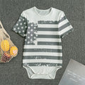Grey Grunge American Flag Print Men's Bodysuit