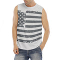 Grey Grunge American Flag Print Men's Fitness Tank Top