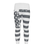 Grey Grunge American Flag Print Men's leggings