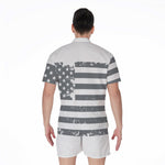 Grey Grunge American Flag Print Men's Rompers