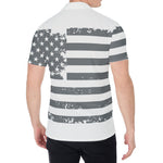 Grey Grunge American Flag Print Men's Shirt