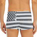 Grey Grunge American Flag Print Men's Short Boxer Briefs