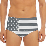 Grey Grunge American Flag Print Men's Triangle Swim Briefs
