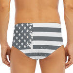 Grey Grunge American Flag Print Men's Triangle Swim Briefs