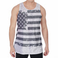 Grey Grunge American Flag Print Men's Velvet Tank Top