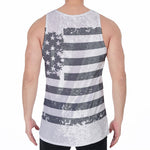 Grey Grunge American Flag Print Men's Velvet Tank Top