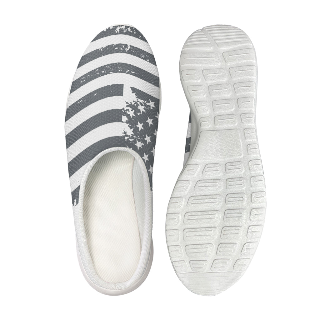 Grey Grunge American Flag Print Mesh Casual Shoes