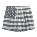 Grey Grunge American Flag Print Mesh Shorts