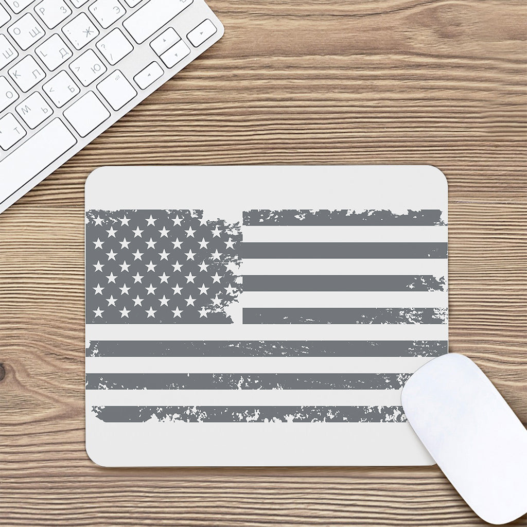 Grey Grunge American Flag Print Mouse Pad