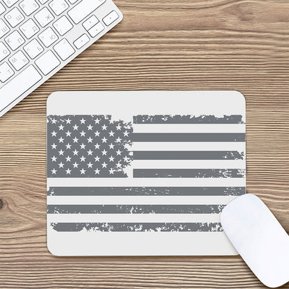 Grey Grunge American Flag Print Mouse Pad