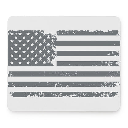 Grey Grunge American Flag Print Mouse Pad