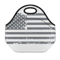 Grey Grunge American Flag Print Neoprene Lunch Bag