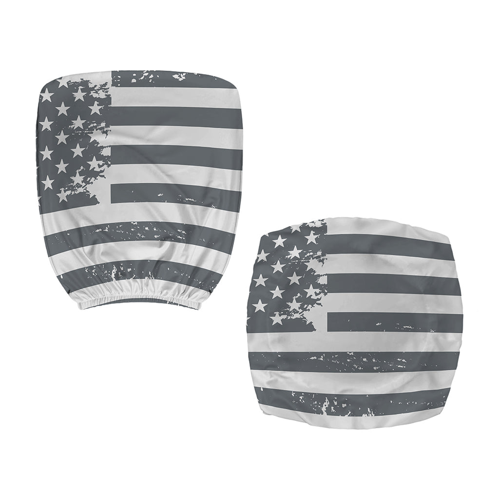 Grey Grunge American Flag Print Office Chair Cover
