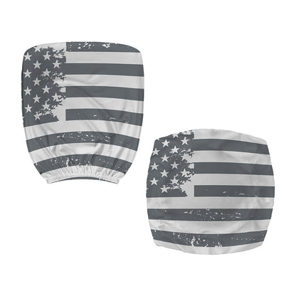 Grey Grunge American Flag Print Office Chair Cover