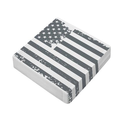 Grey Grunge American Flag Print Outdoor Seat Cushion Cover