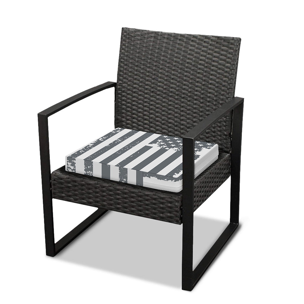 Grey Grunge American Flag Print Outdoor Seat Cushion Cover