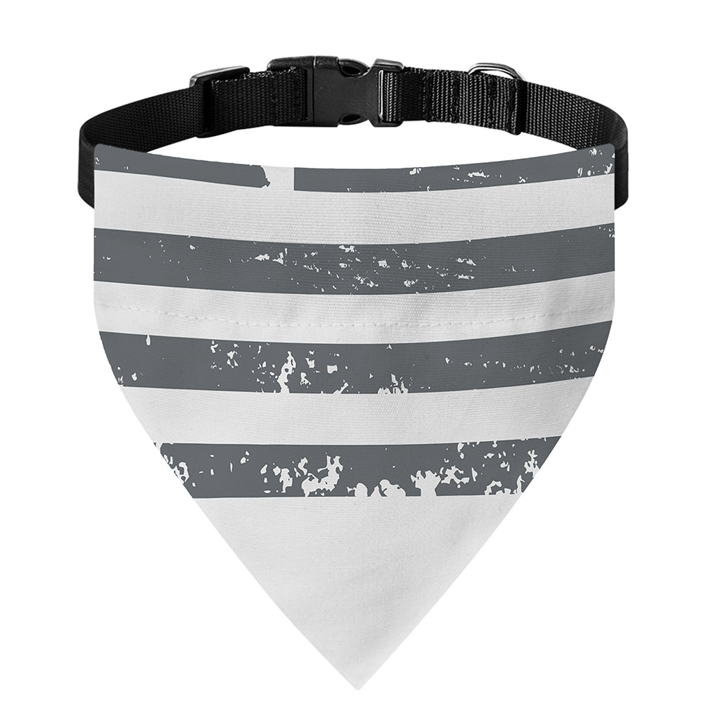 Grey Grunge American Flag Print Over The Collar Dog Bandana