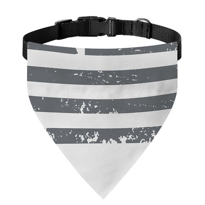 Grey Grunge American Flag Print Over The Collar Dog Bandana