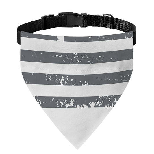 Grey Grunge American Flag Print Over The Collar Dog Bandana
