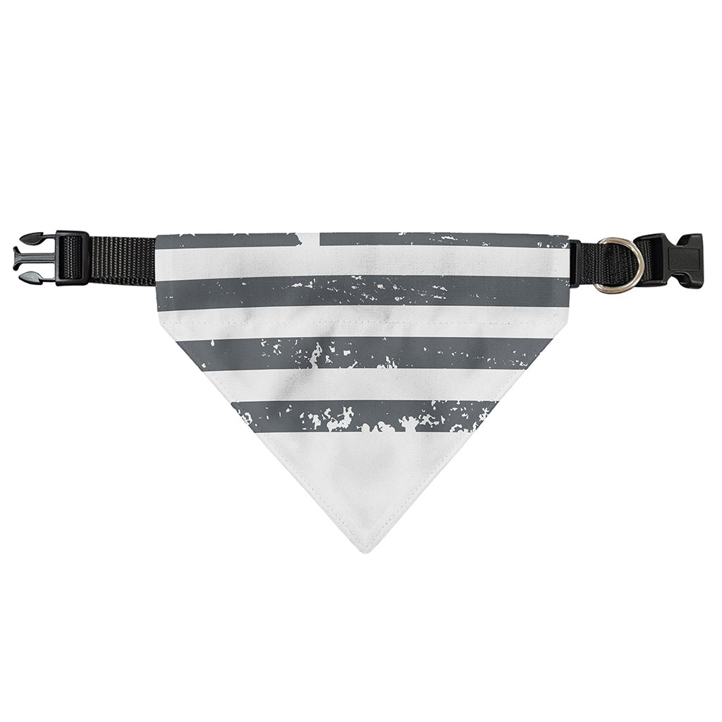 Grey Grunge American Flag Print Over The Collar Dog Bandana