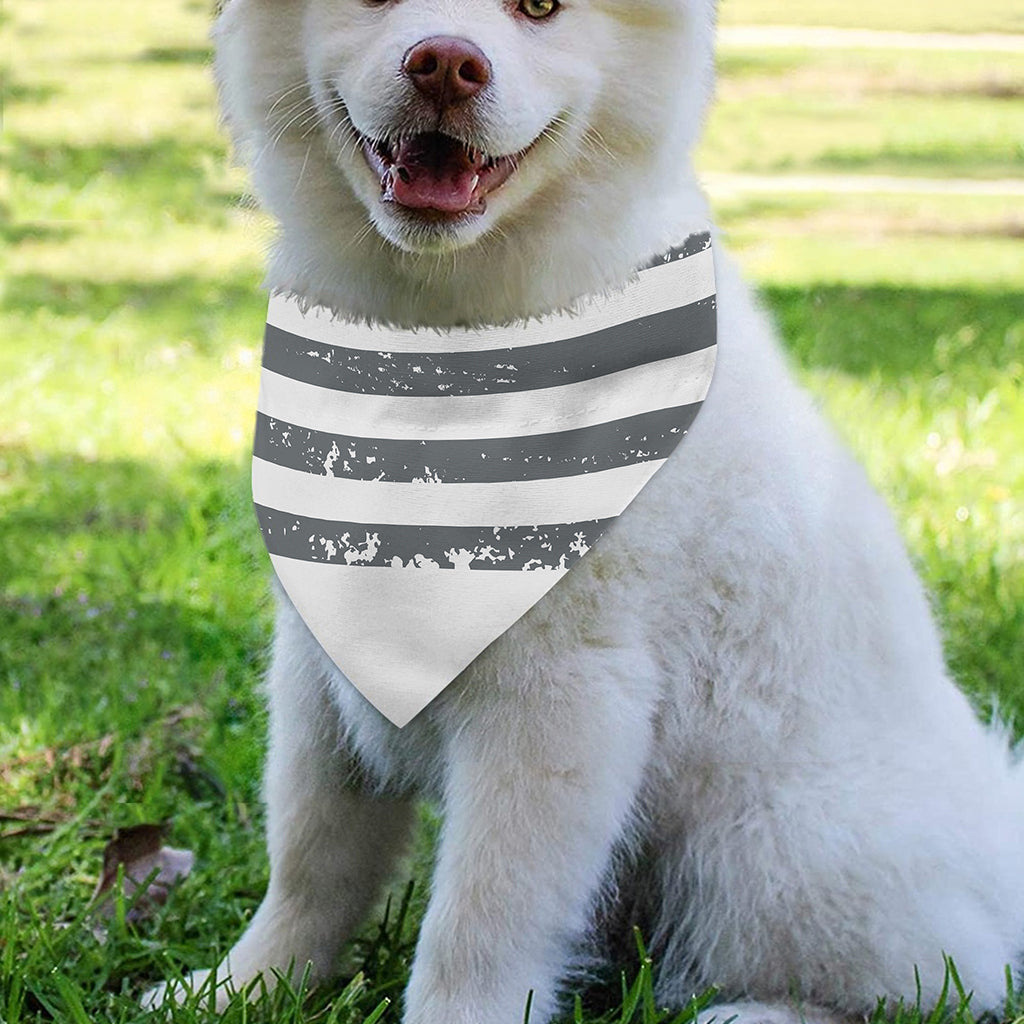 Grey Grunge American Flag Print Over The Collar Dog Bandana
