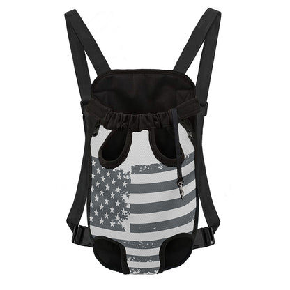 Grey Grunge American Flag Print Pet Carrier Backpack