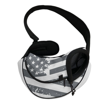 Grey Grunge American Flag Print Pet Sling Carrier