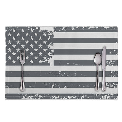 Grey Grunge American Flag Print Placemat