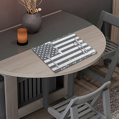 Grey Grunge American Flag Print Placemat