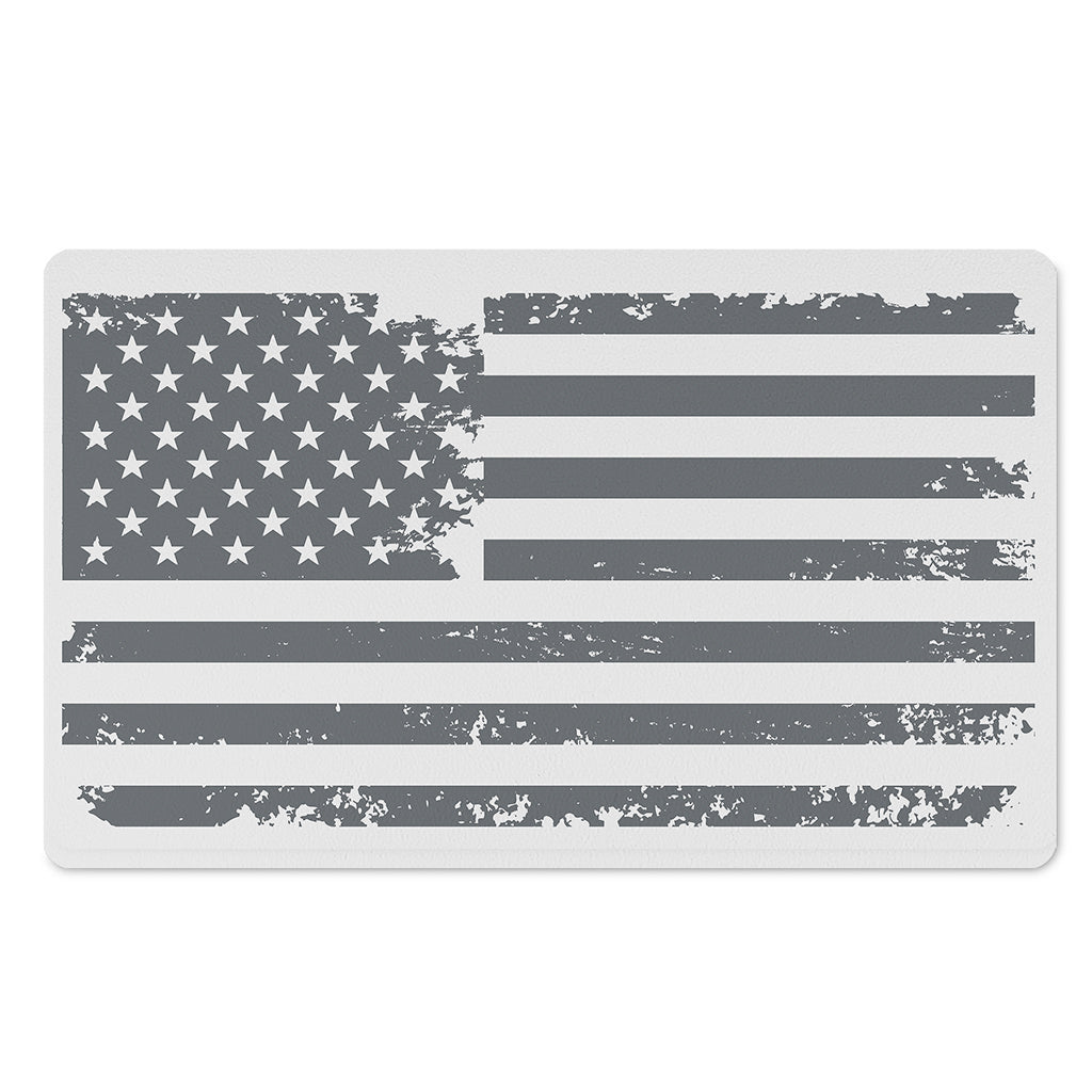 Grey Grunge American Flag Print Polyester Doormat