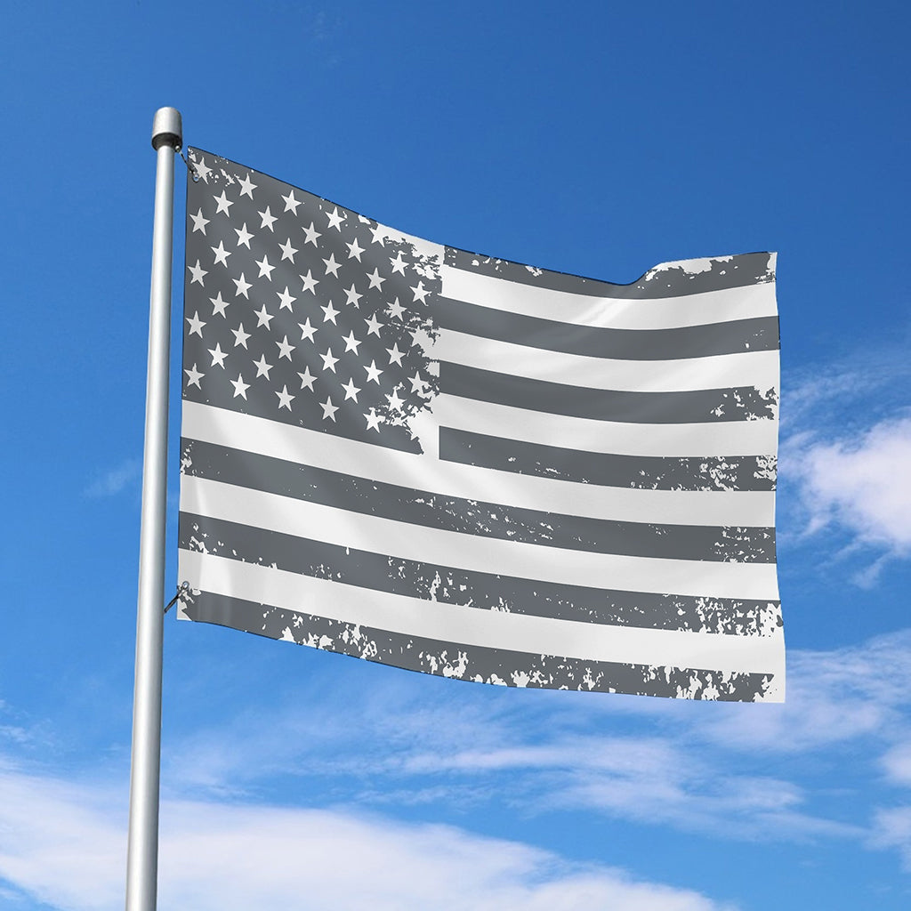Grey Grunge American Flag Print Polyester Flag