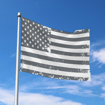 Grey Grunge American Flag Print Polyester Flag